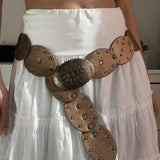 Rivets Oval Spliced Wide Belt 2023 New Summer Style Waist Decoration Trend-Outfit