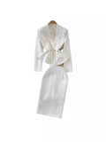Suit Female Korean Version Socialite Temperament OL Professional Suit Jacket Two-Piece Set Of High Waist Hip Half Skirt-Outfit