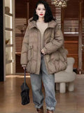 Retro In The Long Down Jacket Female 2024 Winter Fashion Design Sense Hemp Flower Tassel Warm White Duck Down Coat Tide-Outfit