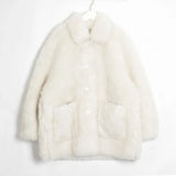 Women Sheepskin Wool Coat Ladies Winter Single Breasted Genuine Fur Outwear Jacket Oversize Warm Luxury