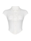 Y2K blouse with pocket and button