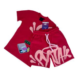 Aesthetics Male Gothic 2-Piece Hip-Hop Alphabet Print 0-Collar T-Shirt + Rope Wide Legs And Short-Outfit
