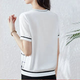 Women's Clothing Summer Short Sleeve O-Neck Floral Screw Thread Printing T-shirt Loose Fashion Casual Elegant Plus Size Tops-Outfit