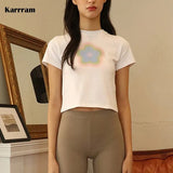 Y2k Aesthetics Crop Tops Short Sleeve Graphic T Shirt Korean Fashion Clothes Fairycore Grunge Tops E-girls
