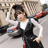 Autumn Winter Women PU Faux Leather Dress with belt V Neck Sexy Slim Retro Black Mini Dress vestido de festa