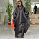 Loose Robe Dress Set Lace Dress Lined With V-Neck Bat Sleeve Big Dress Bubu