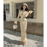 Sister Fan's New Two-Piece Korean Version Of The Famous Woman Temperament Hairy Short Coat + Waist Swing Skirt Hepburn