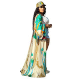 Ups Women Coat Beach Print Floral Long Coats Open Stitch Full Sleeve Loose Casual Elegant Knee Length Outerwear 2024-Outfit