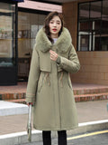 One Dress Three Wear Detachable Pie To Overcome The Wool Collar Female Long Knee Cotton-Padded Clothes And Thick Waist Show Thin Cotton Coat-Outfit