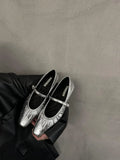 Silver French Spring And Autumn Small Single Shoes Children 2025 New Burst Skirt Mary Jane Evening