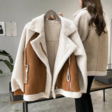 Women Winter Faux Fur Suede Jackets Coat Thicken Warm Lambs Wool Teddy Coats Ladies Loose Oversized Outwear Tops Woman