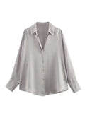 Homemade New Women's Fashion 20 Color Silk-Sense Tidling Shirt