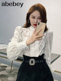Shirts For Women Stand Collar Puff Long Sleeve Patchwork Buttons Designer Oversized Loose Blouses Female 2022