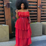 Autumn And Winter Dress Yellow Chiffon Shoulder-To-Shoulder Repair Beach Holiday 100-Fold Dress