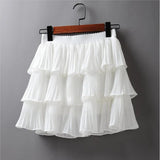 Ruffles Layered Elasticity Waist Mini Skirt-Outfit