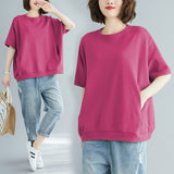 Toloer Size Add Fat Women's Clothing 200 Jin 2024 Summer Loose Large Size Cover Meat Show Thin Jacket Pure Color Round Collar Short Sleeve