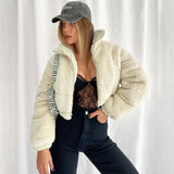 Beyouare Winter Lamb Wool Coat Cotton Fleece Shaggy Warm Women Jacket Oversized Overcoat Short Outerwear Solid Zipper Coat