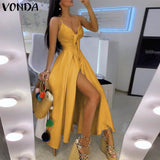 Summer Dress Sexy High Split Party Maxi Long Dresss Women Sundress 2021 VONDA Bohemian Vestidos Femme Robe