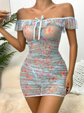 Style Sex Appeal Underwear Sexy Female Net Gauze Broken Flower Condole Belt Skirt Sleeping Skirt Pajamas Sex Appeal Suit-Outfit