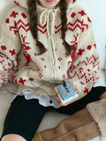 Jacquard Knit Zipper Hooded Sweater-Outfit