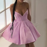 Lilac Deep Neck Corset Tube Mini Dress-Outfit