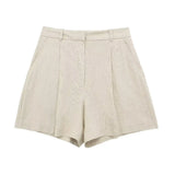 Fall 2024 New Women's Casual Linen Blend Vest Vest Shorts Set W085 8291-Outfit