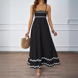 Summer Solid Color Lace Splicing Elegant Slings Bras Oversized Dress Dress