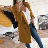 Plus Size Coat Blends Overcoat Autumn Winter Fashion Double Breasted Long Sleeve Casual Oversized Jacket