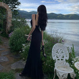 Toloer Shot Show Back Atmosphere Feeling Sling Dress Female Design Sense French Temperament Show Thin Fish Tail Dress Clear Cold