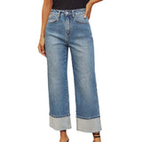 2025 New Elastic Straight Jeans Women's Quality Retro Curly Waist