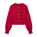 Homemade New Women's Classic Heart-Shaped Button Knitted Coat