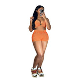 Toloer New Women's Casual Fried Shorts Small Vest Suit-Outfit