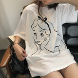 Toloer Summer New Korean Print Long Short Sleeve T-Shirt Women's Loose Shirt