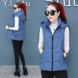 2023 New Down Cotton Vest Autumn And Winter Short Cotton-Padded Jacket Winter Horse Clip Can Take Off The Hat Vest Female Pure Color Vest-Outfit