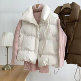 Autumn And Winter Cotton Vest Korean Version Small Fragrant Wind Collar New Sleeveless Cotton Jacket Vest Wear Horse Jacket Tide-Outfit