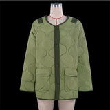 Totatoop Winter Thin Oversize Warm Jacket Coat Parka Women Army Green Pocket Patchwork Loose Streetwear Casual Cotton