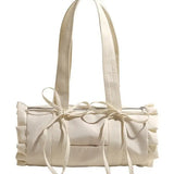Aesthetic Ruffled Bow Knot Large Capacity Shoulder Bag-Outfit