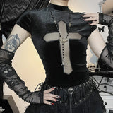 Summer Fashion Sexy Slim Show Chest Hot Girl Perspective Cross Vest Girl-Outfit