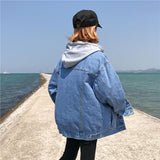 2020 Spring And Autumn New Ins The Same Fashion Denim Jacket Female Net Red Hooded Women's Casual Jacket-Outfit