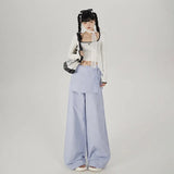Hot Girl Bandage Dress Fake Two-piece Casual Wide-leg Pants Slimming Straight-leg Trousers-Outfit