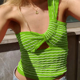 Spring And Summer Explosion Women's Striped Single-Slanted Shoulder Knitted Wool