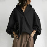 Women Oversized Long Sleeve Shirt ZANZEA Spring Lapel Neck Buttons Down Loose Tops Tunic Casual Work Blusas Solid