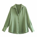Homemade New Women's Fashion 20 Color Silk-Sense Tidling Shirt