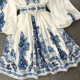 Toloer Spot Spring 2023 New Ladies Fashion V-Neck Long Sleeve Bohemian Print Dress-Outfit