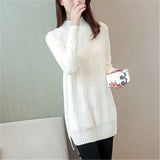 Knit Sweater Pullover Autumn Winter Clothes Korean Solid Long Sleeve Pull Warm Half Turtleneck Sweater Female Jumper