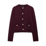 Homemade New Women's Ocean Gold Buckle Knitted Coat