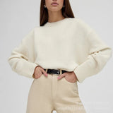 Sales Of Solid Color Round-Neck Sweater Women 2025 Burst Soft Knitted - White / One Size