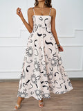 Summer Flower Printed Back Suspension Sexy High Waist A Dress Dress
