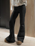 Base Solid Color High-Rise Micro-Speakers Roll Waist Wide Waist Thin Leisure Sweating