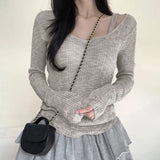Sense Two Sets With Vest Pit Strip Long Sleeve Hoodie Niche Hottie Casual Casual Pure Color Loose